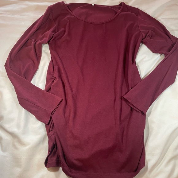 Maternity Long Sleeve Tops Bundle - Black, White, and Burgundy, Size M - Picture 4 of 10